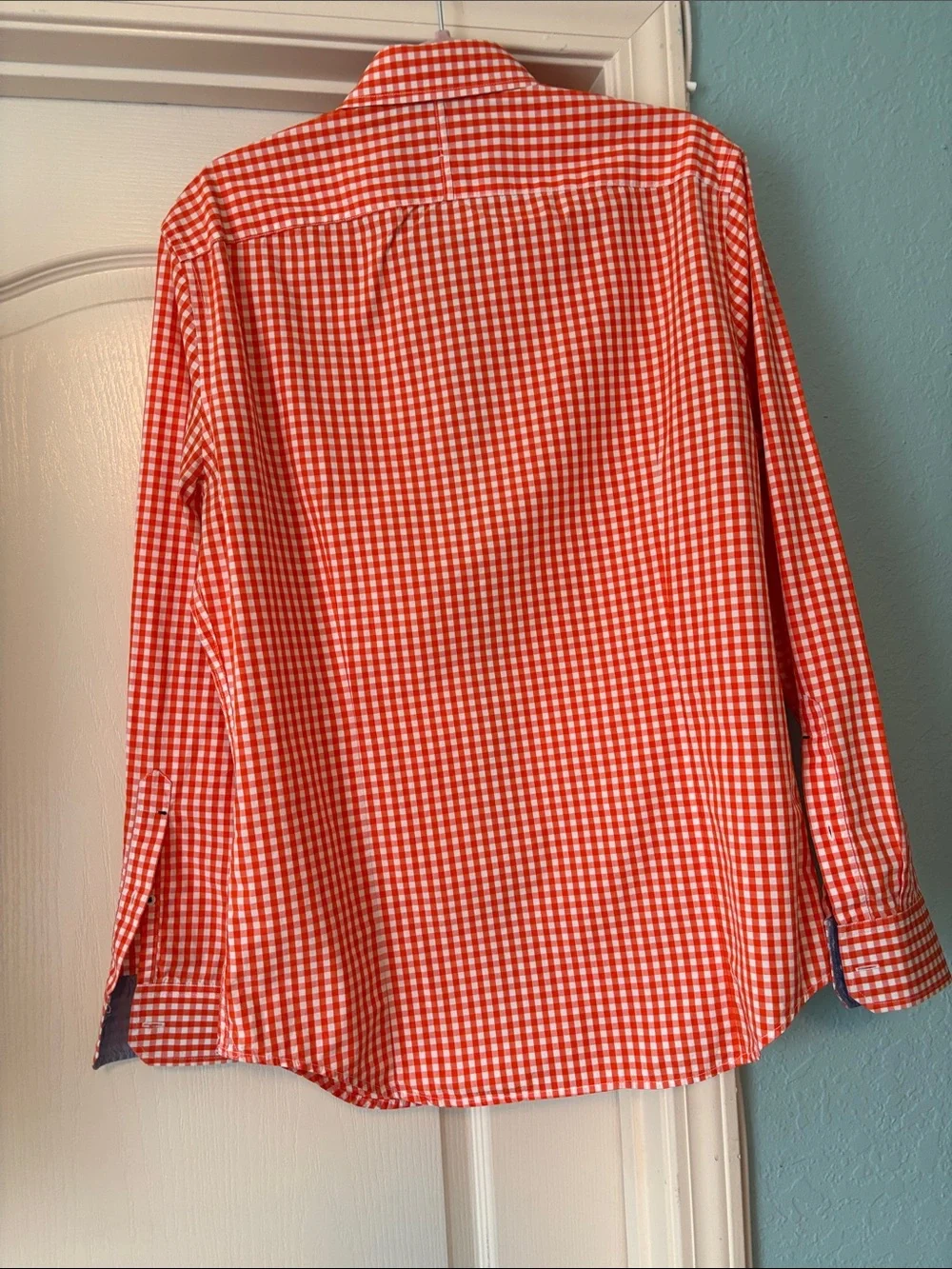 Banana Republic Orange and White Gingham Button-Down Shirt